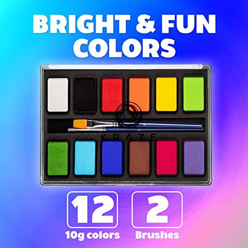 Face Paint Palette 12 x 10 gm Water Activated Hypoallergenic Non Toxic Body Paint Kit I5010