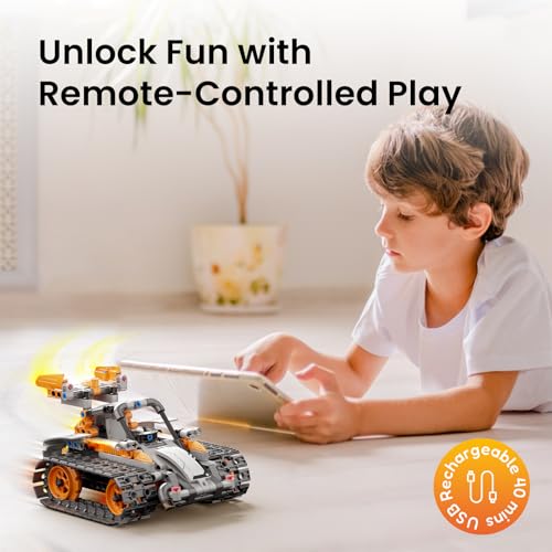 Robot Building Kit with Remote Control STEM Gifts for Boys Ages 8-12, 488 Pieces - Blue P464