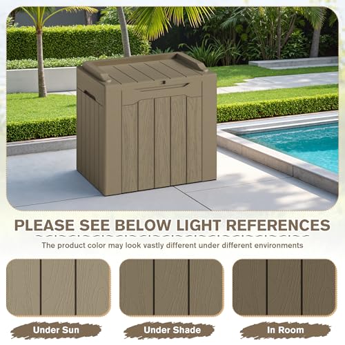 31 Gallon Resin Deck Box Waterproof Indoor Outdoor Storage for Patio Cushions and Garden Tools L90121
