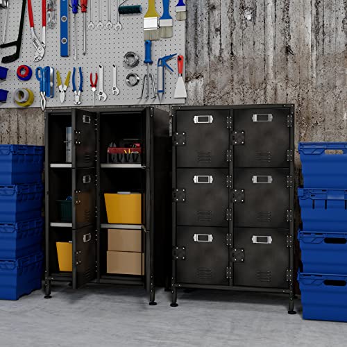 Vintage Metal Locker with Hooks, Lockable Single Door Storage M901