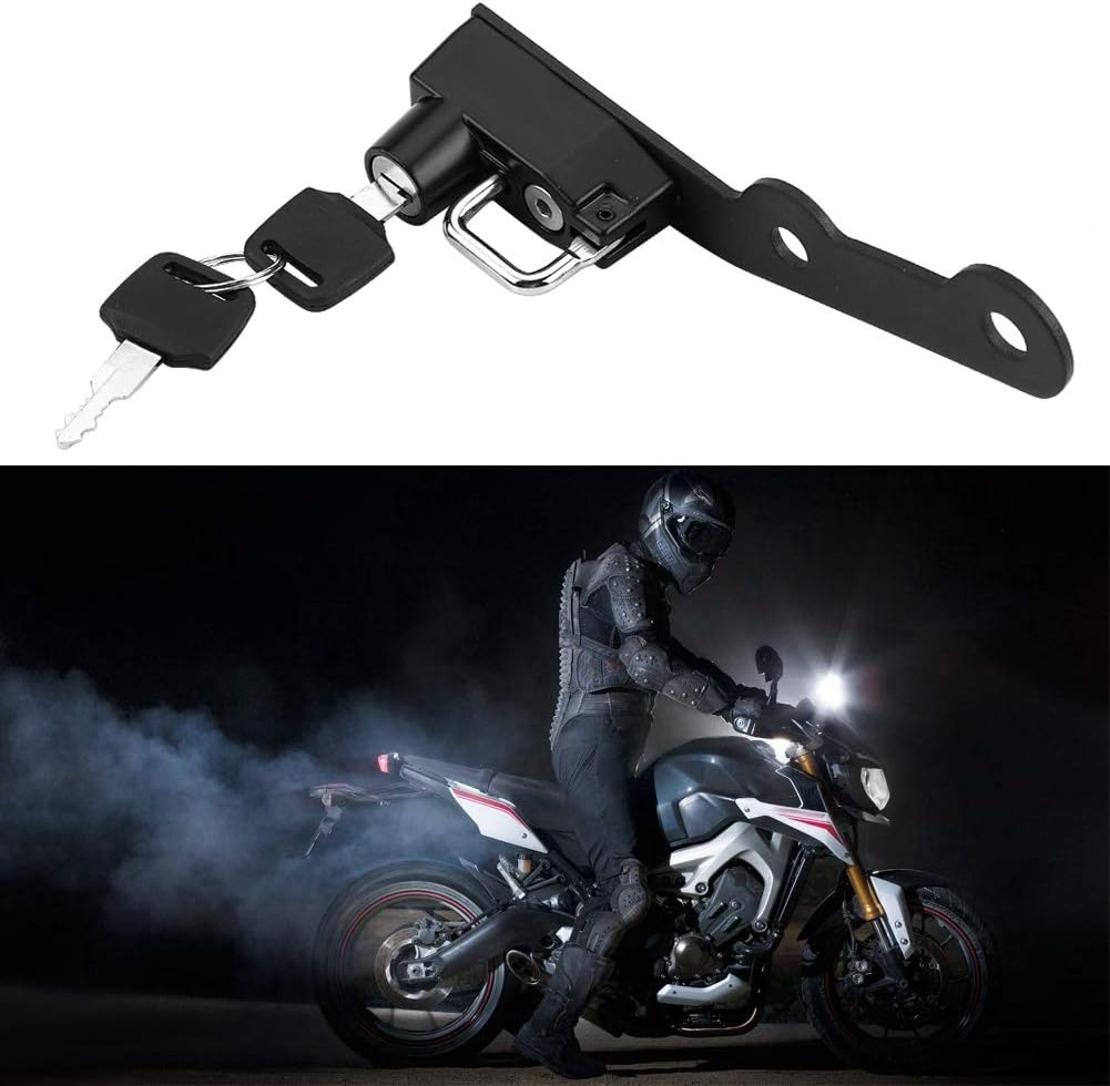 Motorcycle Helmet Lock, Alloy Mount Hook Keys Locking Set Anti-Theft Security Lock F4285