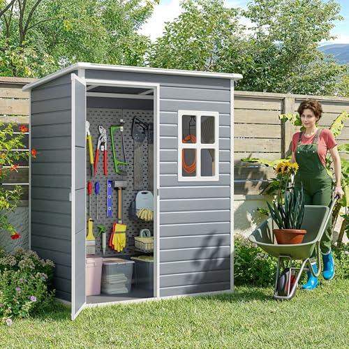 Outdoor Storage Shed with Floor, Lockable Doors, Window, Vents, Steel Frame U71245