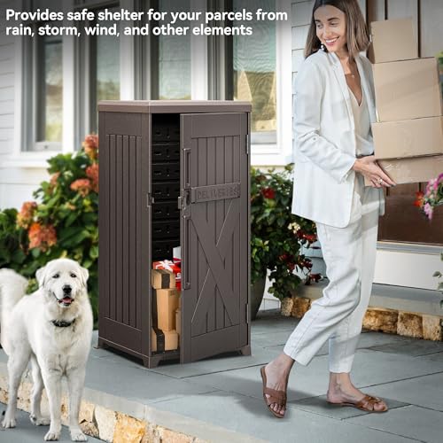 60 Gallon Outdoor Package Storage Box, Double-Wall Resin, Waterproof Deck Box for Porch O69284