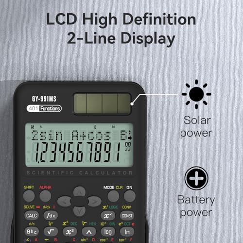 Scientific Calculator with Notepad, 2-Line Display, Solar and Battery Powered Q967