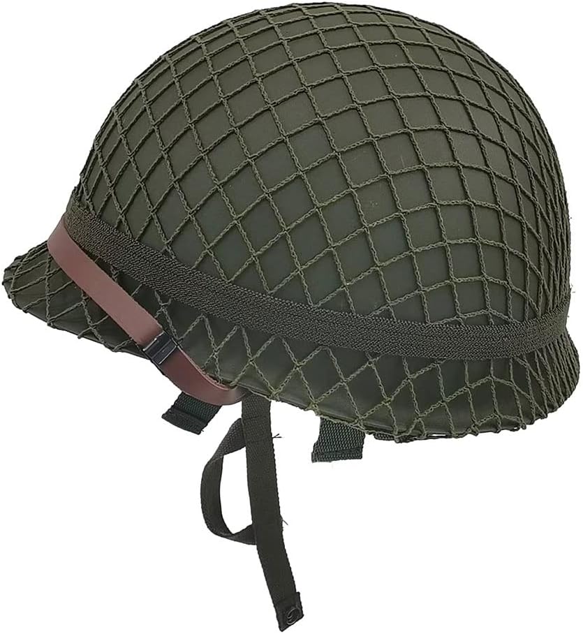WW2 M1 Steel Helmet Replica with Net Cover and Chin Strap D703