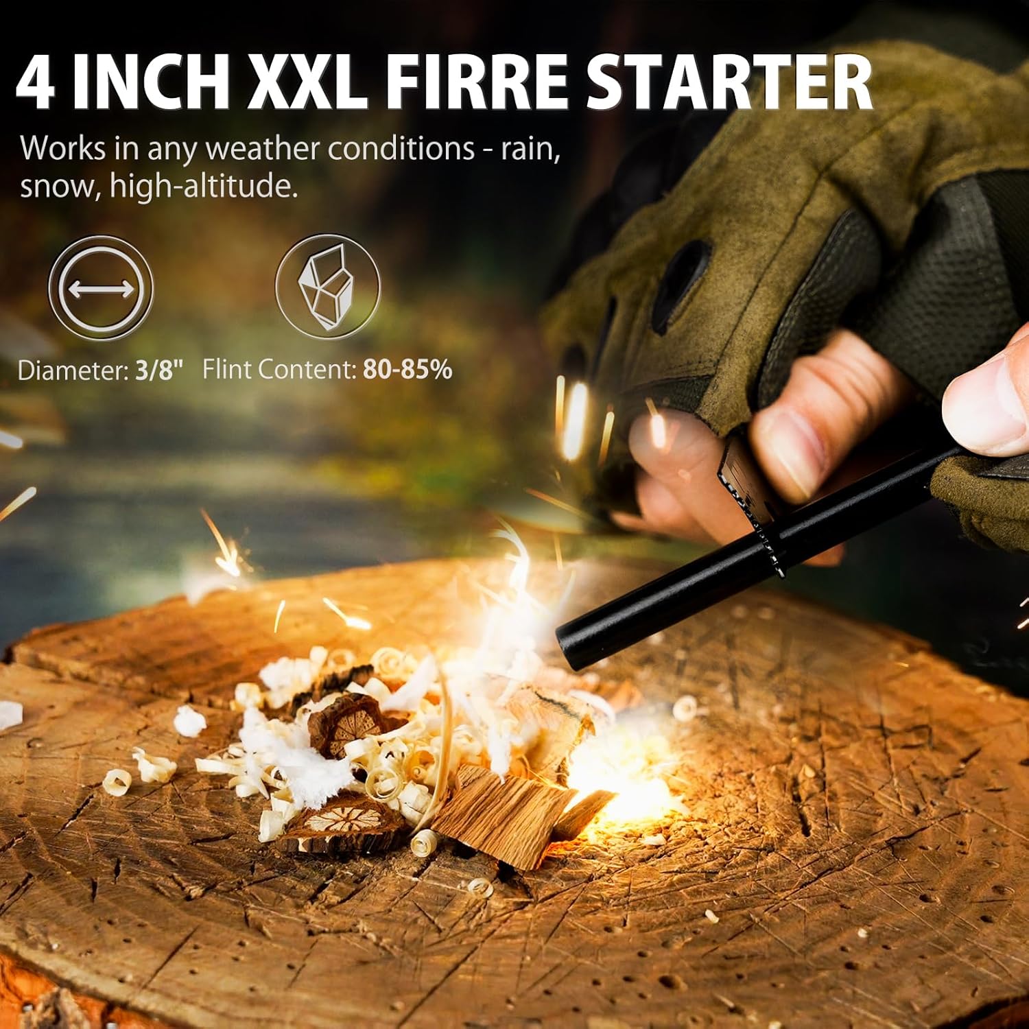 Tactical Survival Knife with Fire Starter and Kydex Sheath G160178