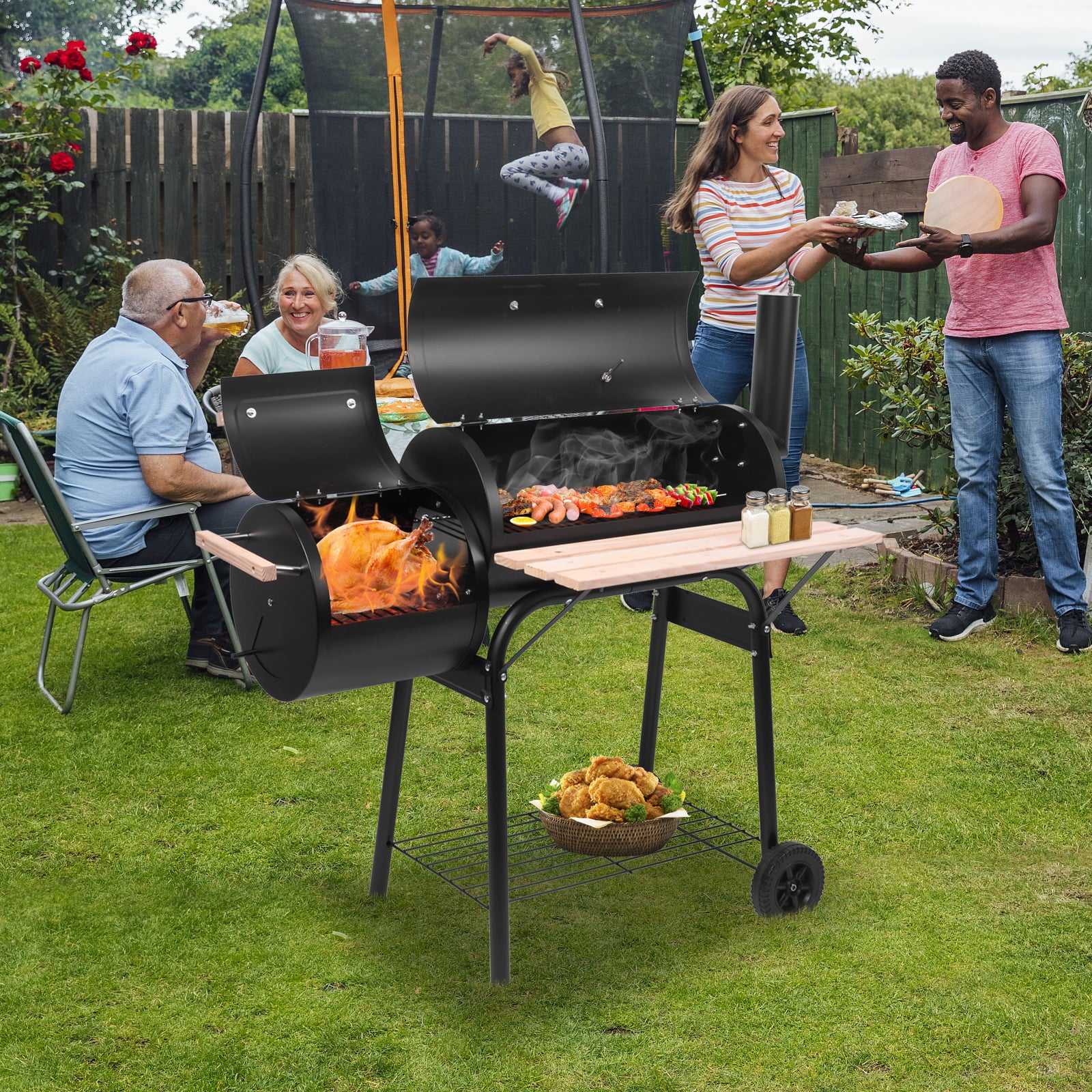 Charcoal Grill Offset Smoker for Patio Backyard R5630
