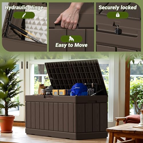 30 Gallon Waterproof Resin Deck Box for Outdoor Patio and Garden Storage Q30388