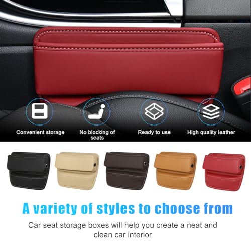 Car Seat Gap Organizer, Leather Console Side Storage Box, Adjustable Seat Gap Filler Pocket O8435