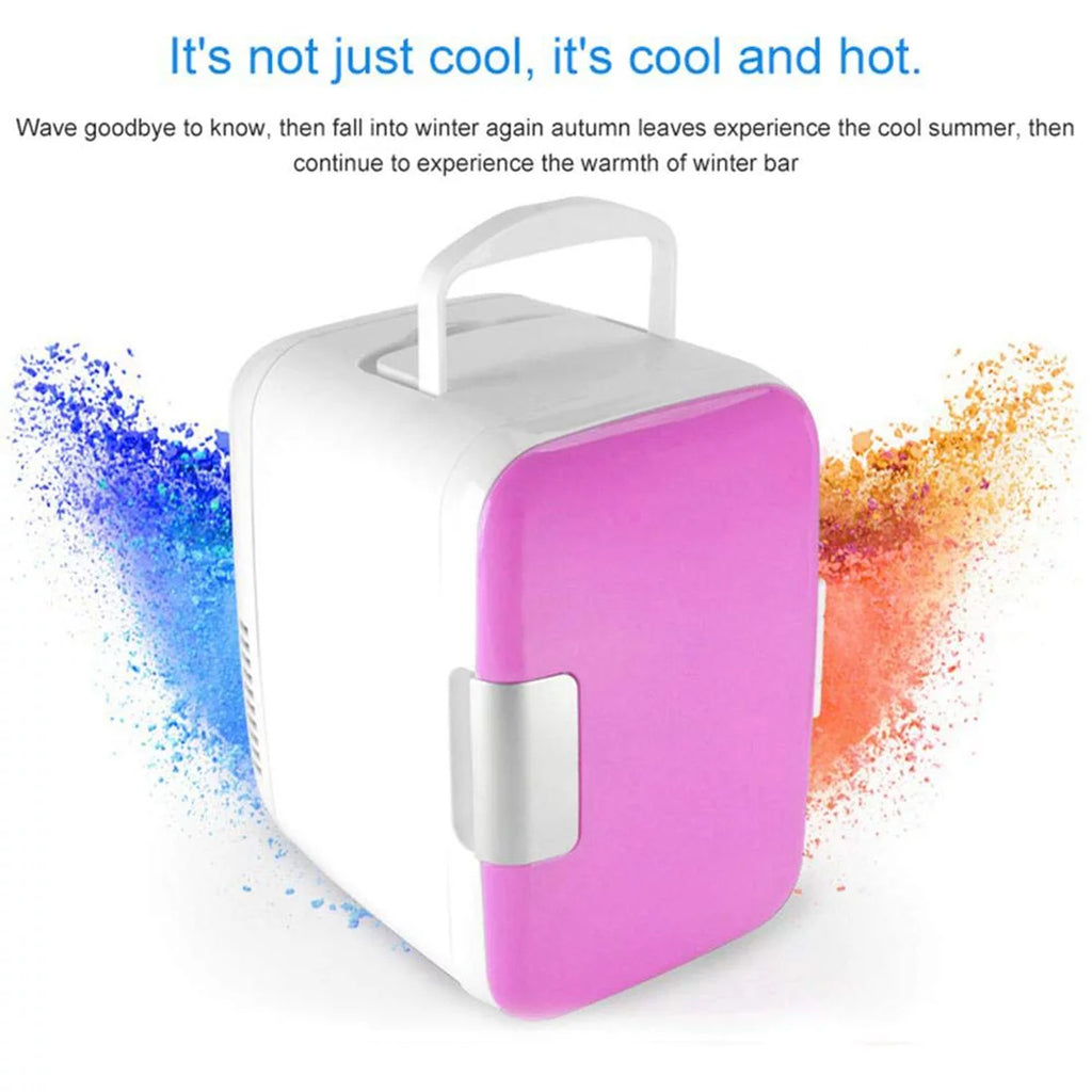 Mini Car Fridge 4L Portable Cooler & Warmer for Travel, Pink X986