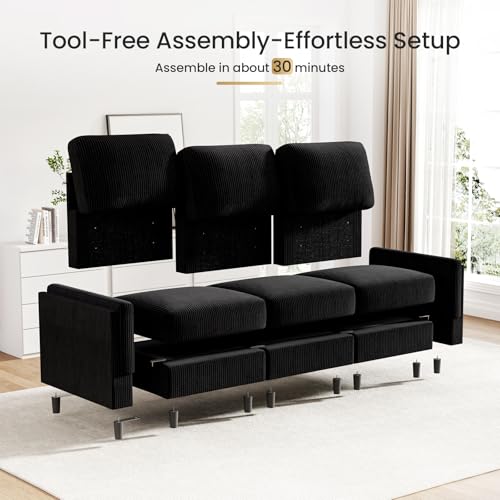 Modular Sectional Sofa Bed with Storage Ottoman, Beige S706