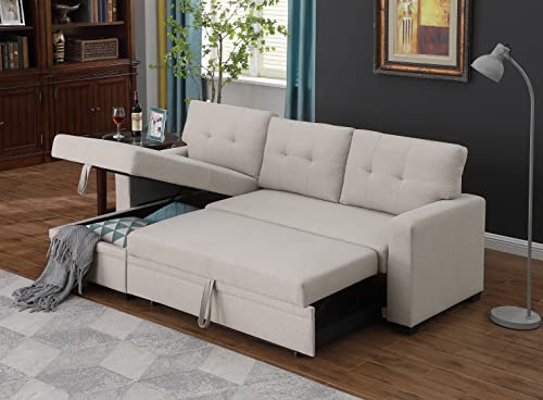 4-in-1 Convertible L Shaped Couch with Pull Out Bed and Storage Z983