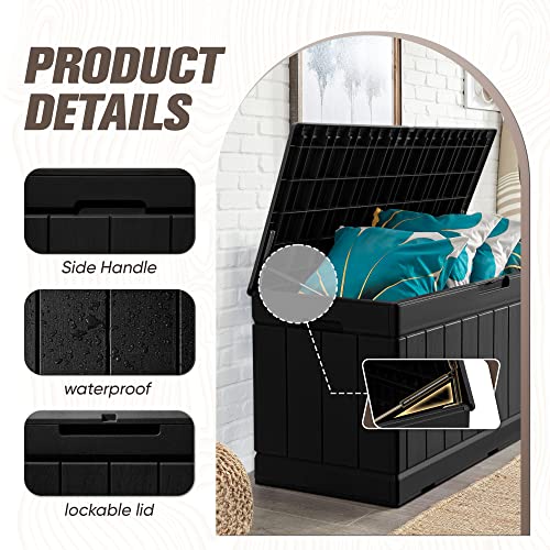 31 Gallon Resin Deck Box Waterproof Indoor Outdoor Storage for Patio Cushions and Garden Tools L90121