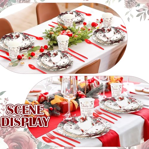 410 Pcs Terracotta Floral Paper Plates and Napkins Set for 50 Guests S1131