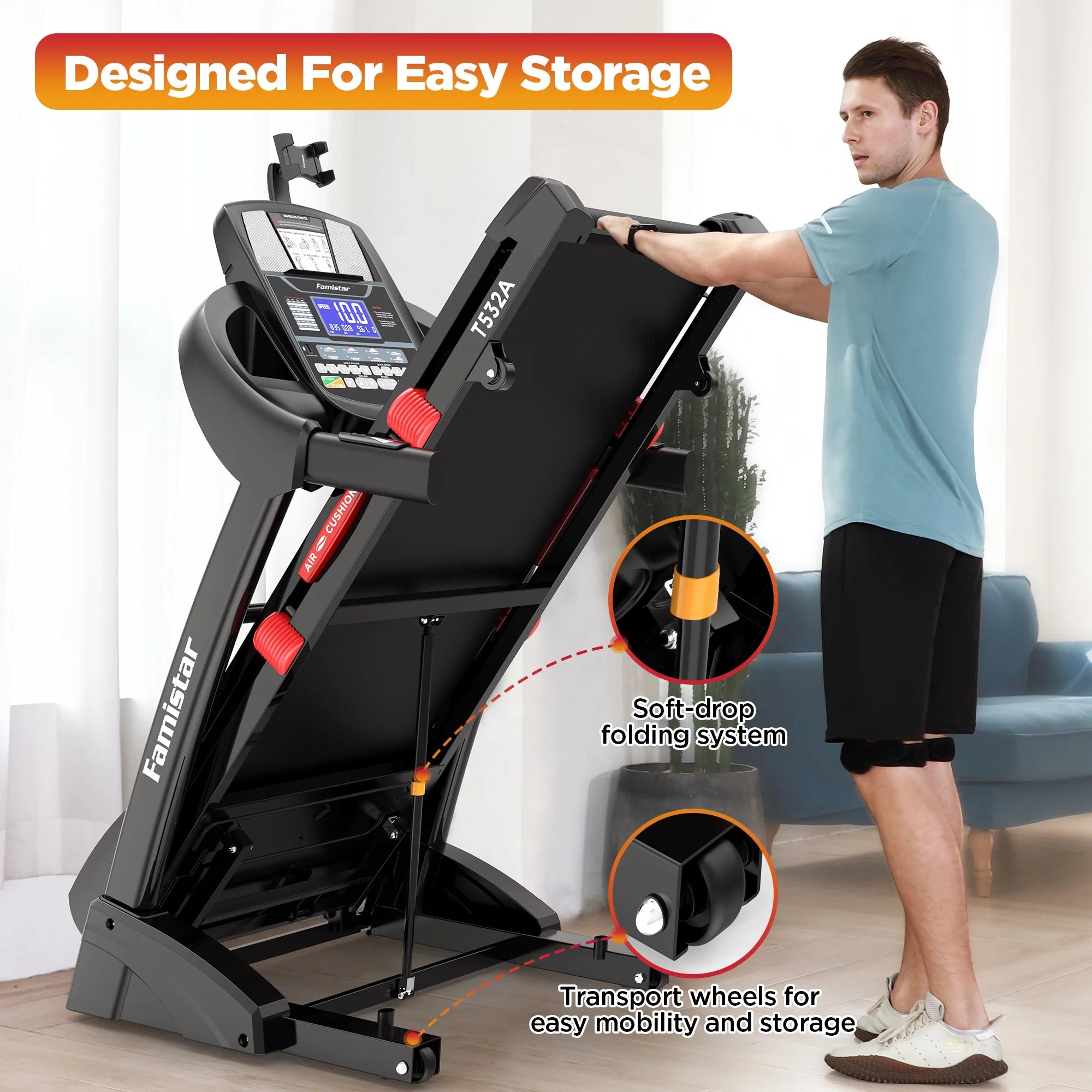 Portable Folding Treadmill 300 LB Capacity with Auto Incline B643749