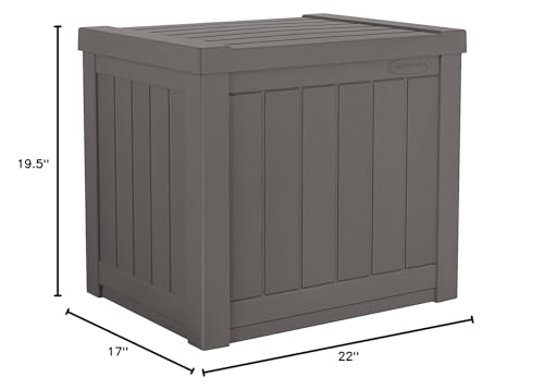 Outdoor Storage Box 22 Gallon Resin Deck Box with Flat-Lid Bench Seating B591
