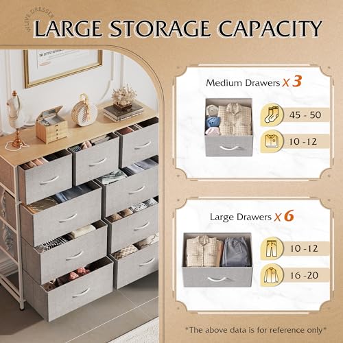 9-Drawer Fabric Storage Tower for Bedroom, Closet, Tall Chest Organizer with Steel Frame R839993