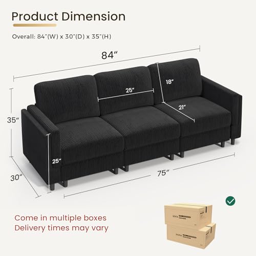 Modular Sectional Sofa Bed with Storage Ottoman, Beige S706