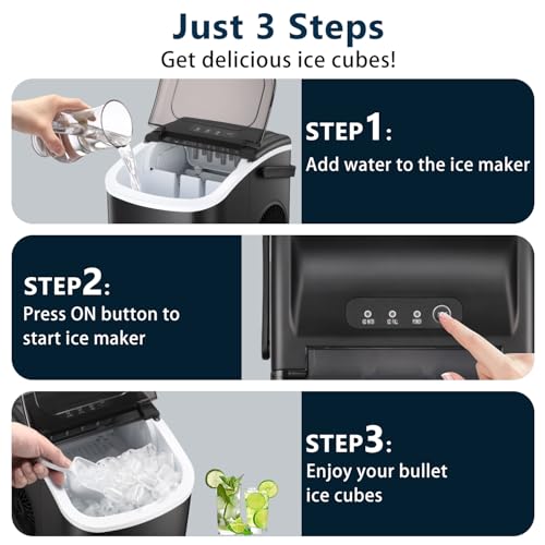 Bullet Ice Maker Countertop with Handle, Self-Cleaning Portable Ice Machine B272