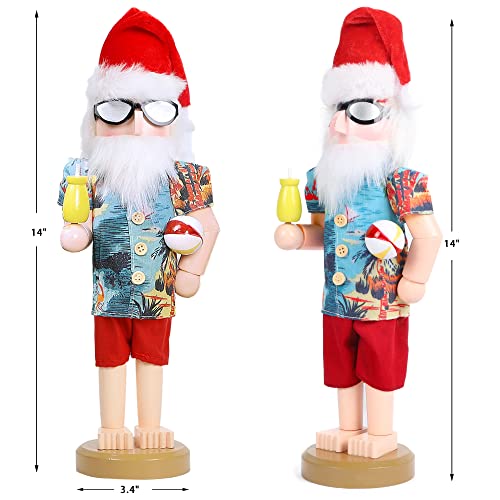 14 Inch Christmas Nutcracker Figures, Wooden Santa Chef Holding Gingerbread Men, Tabletop Centerpiece Decor R14704