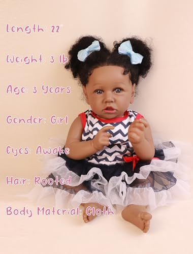 22.8 Inch Realistic African American Baby Doll with Soft Body K201