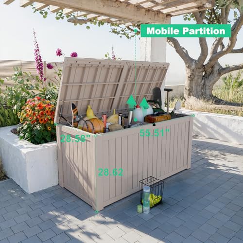 100 Gallon Resin Deck Box, Lockable Patio Outdoor Storage, Waterproof - Black F75230