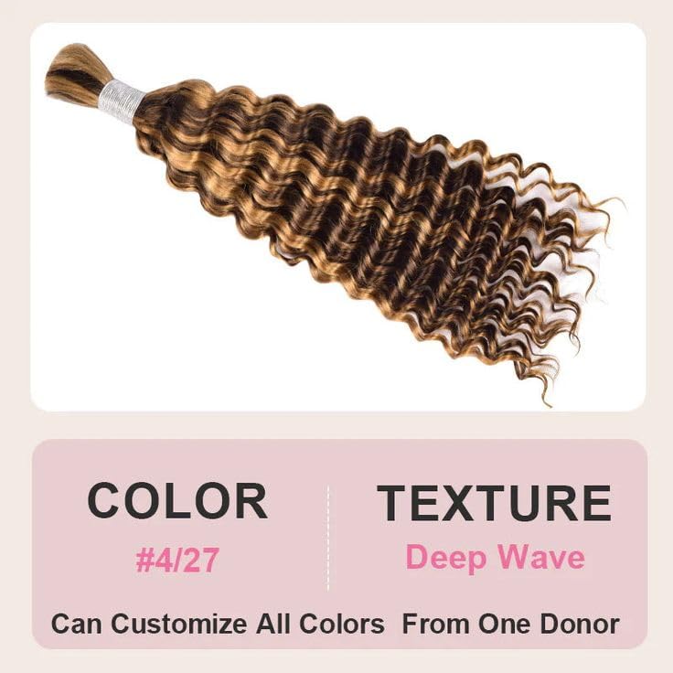 Deep Wave Bulk Human Hair for Braiding, 100g, No Weft H64610