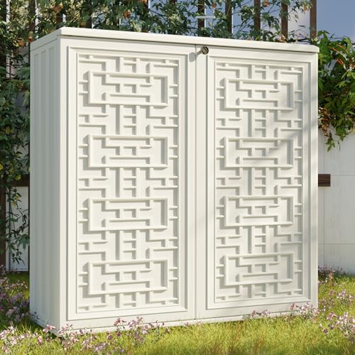 Outdoor Storage Cabinet Waterproof with Shelf for Patio and Garden U239