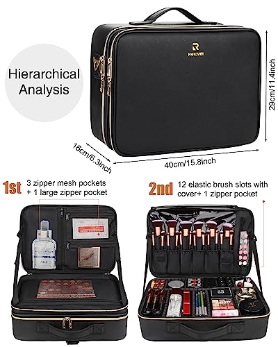 Large Capacity 3 Layer Makeup Case Cosmetic Organizer with Brush Bag R31262