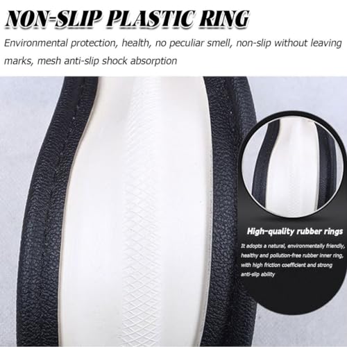 Leather Car Steering Wheel Cover, Soft Breathable Anti-Slip, 14.5-15 Inch Universal Fit P46822