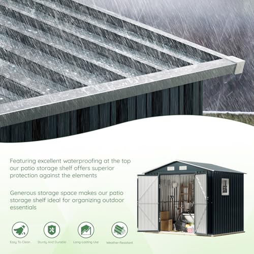Outdoor Steel Storage Shed with Lockable Doors and Windows E249038