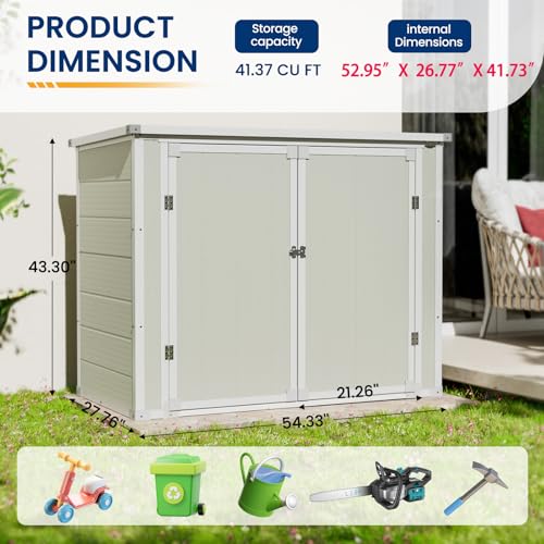 Outdoor Storage Shed, Weather Resistant Resin Box with Floor for Garden Tools I6082