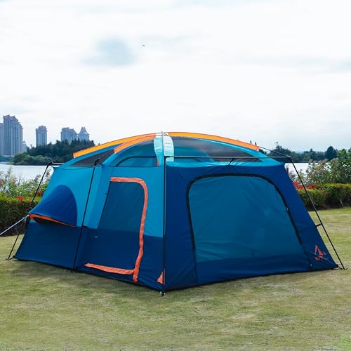 Extra Large Family Cabin Tent 2 Rooms 3 Doors 3 Windows Waterproof for Camping H460