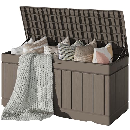30 Gallon Waterproof Resin Deck Box for Outdoor Patio and Garden Storage Q30388