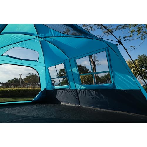 Extra Large Family Cabin Tent for Camping, 2 Rooms, 3 Doors, Waterproof E6603