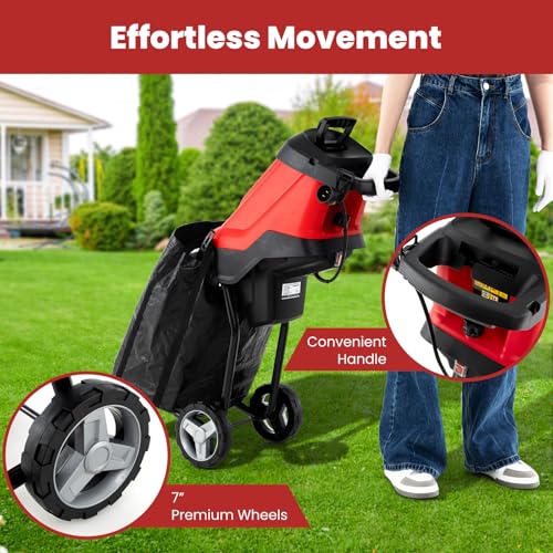 Electric Wood Chipper Shredder, Corded Leaf Mulcher with Collection Bag P14790