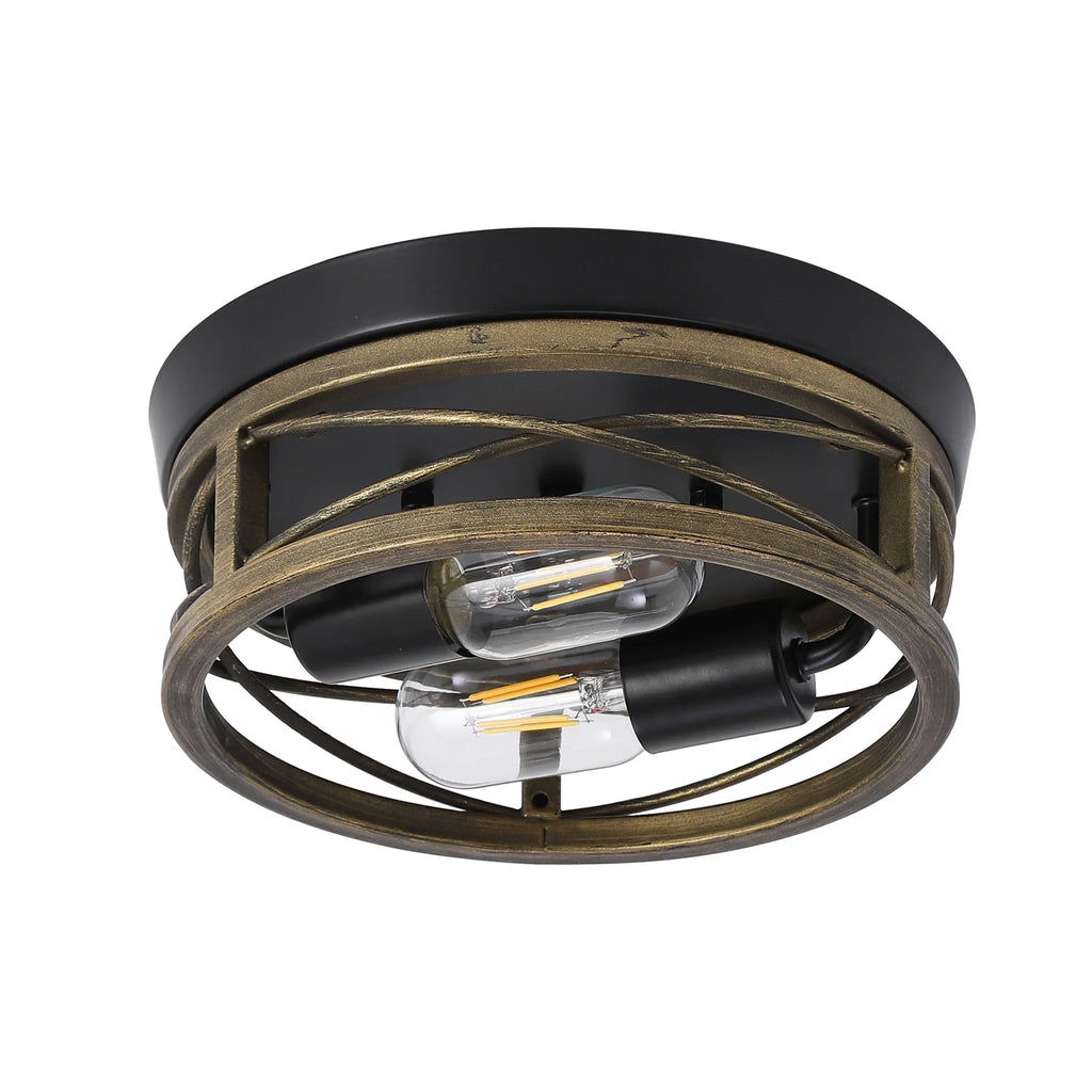 24cm Bronze Round Retro Flush Mount Ceiling Light for Bedroom Living Room H130626