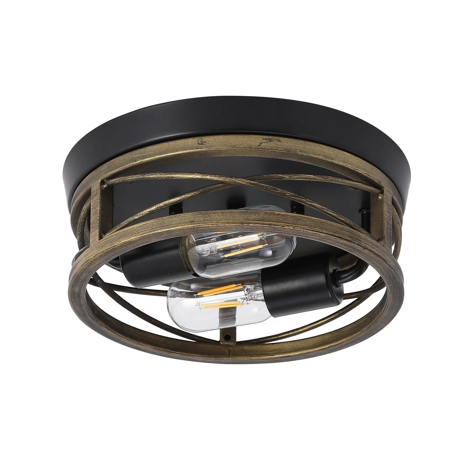 24cm Bronze Round Retro Flush Mount Ceiling Light for Bedroom Living Room H130626
