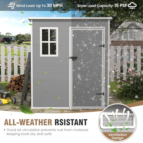 Outdoor Storage Shed 6x6 FT Resin with Floor and Lockable Door Z166