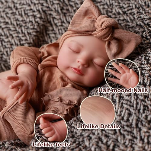 20 inch Soft Vinyl Reborn Baby Doll, Realistic Newborn Sleeping Doll for Kids Age 3+ B234152