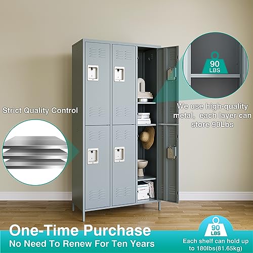 Vintage Metal Locker with Hooks, Lockable Single Door Storage M901