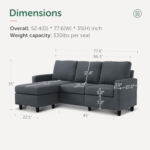 Convertible Sectional Sofa L Shaped Couch with Reversible Chaise U238492