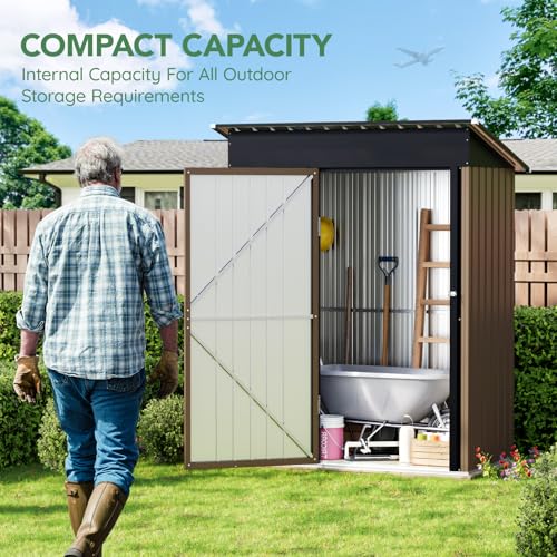 Outdoor Steel Storage Shed with Lockable Doors and Windows E249038