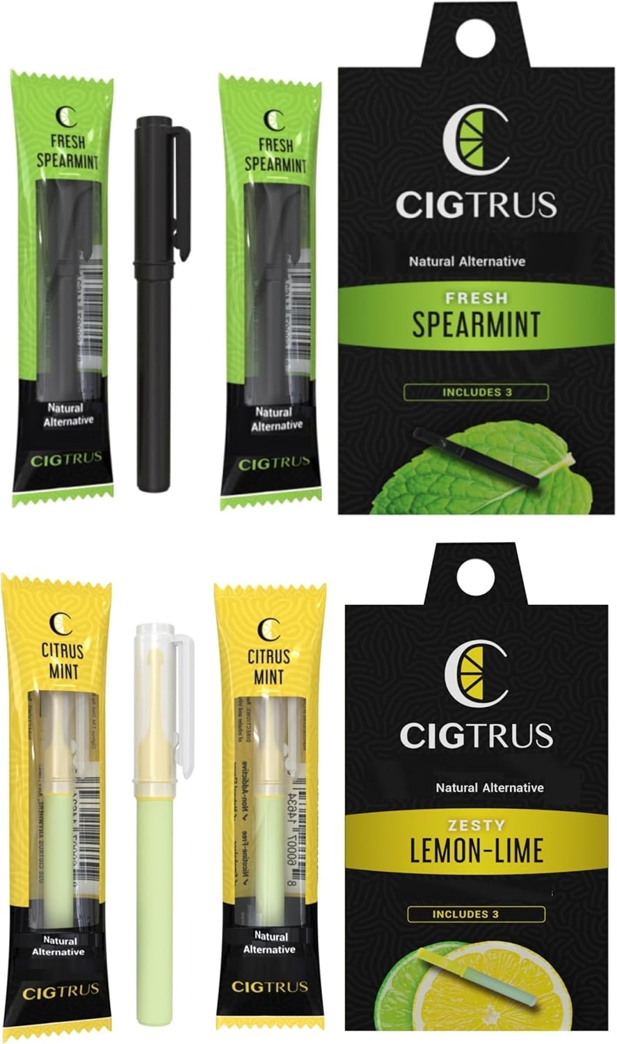 Smokeless Air Puffer | Lemon Lime & Fresh Spearmint- 6 Piece | Smoking Alternative Oil Pen- Non-Electric | Nicotine-Free, Smoke-Free, Tobacco-Free | Oral Fixation Craving Relief