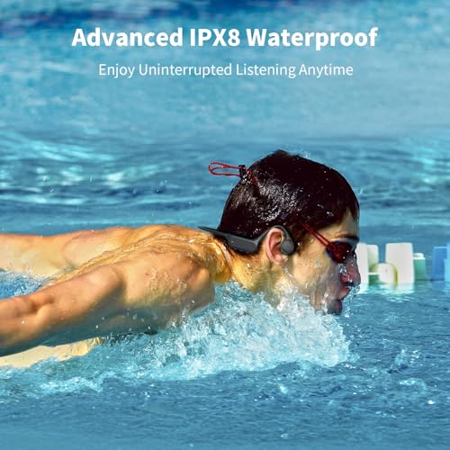 Bone Conduction Open Ear IPX8 Waterproof Bluetooth Headphones with Mic for Swimming Sports X38358