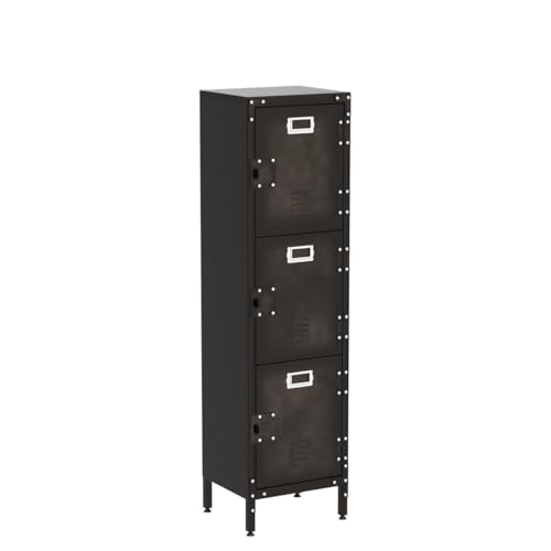 Vintage Metal Locker with Hooks, Lockable Single Door Storage M901