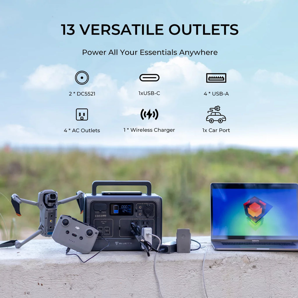 Portable Power Station 537Wh Solar Generator 700W AC Outlets V489