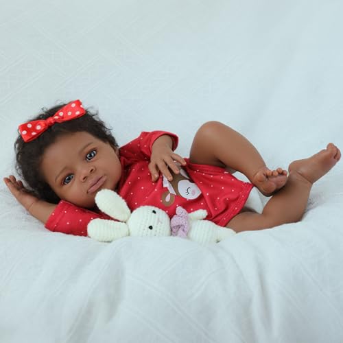 Reborn Baby Doll Black Girl - 20 Inch Realistic Newborn Doll, Soft Weighted Body, Gift for Kids Age 3+ X7248