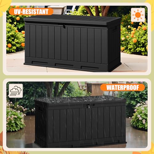 30 Gallon Waterproof Resin Deck Box for Outdoor Patio and Garden Storage Q30388