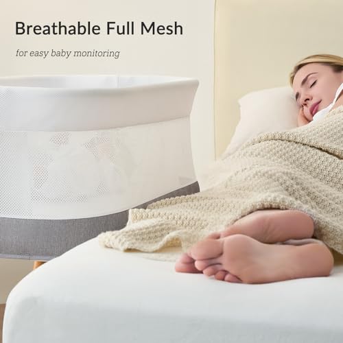 Electric Bassinet for Baby with Motion Detection and Soothing Music, Grey Z2843